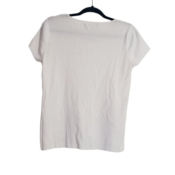 Vintage‎ White Embroidered Floral Short-Sleeve Elegant Feminine Timeless Simple - Picture 2 of 8